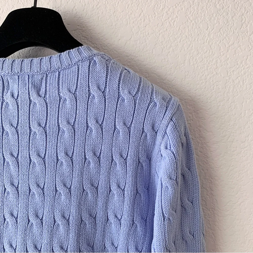 Ralph Lauren periwinkle cable knit cotton pullover sweater